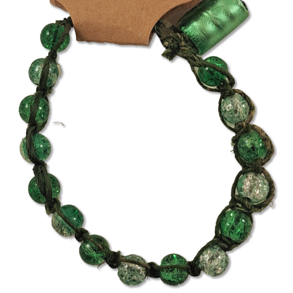 Green Glass Beaded Hemp Bracelet