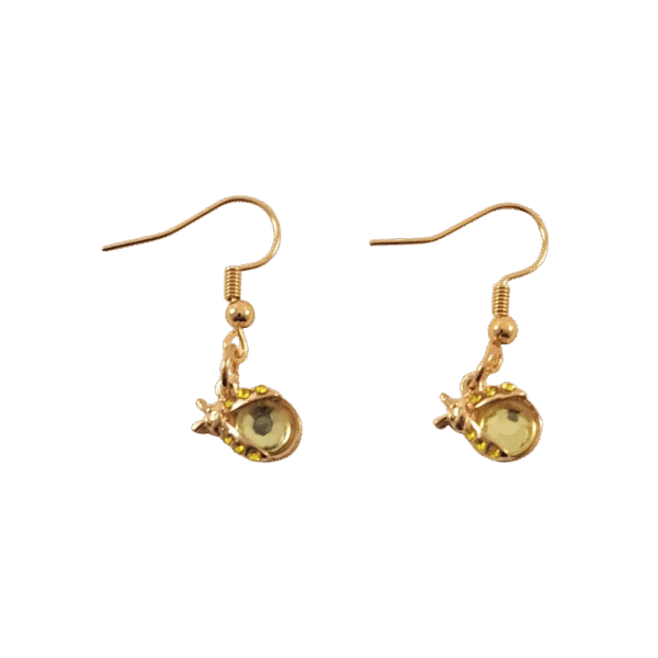 Gold-plated earrings featuring green crystal ladybug design