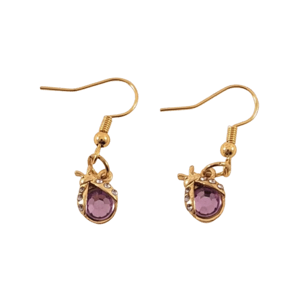 Purple Ladybug Earrings