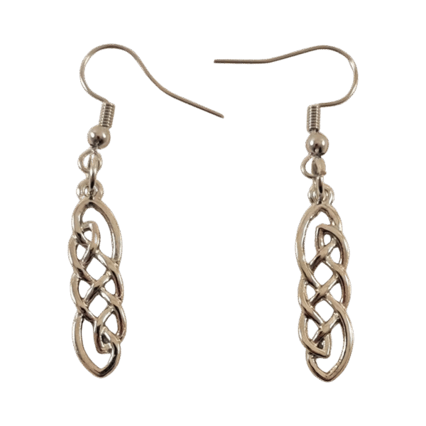 Pair of silver metal knot earrings with looped design