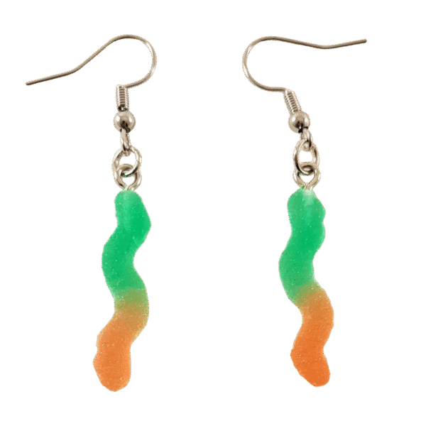 Green Gummy Worm Earrings